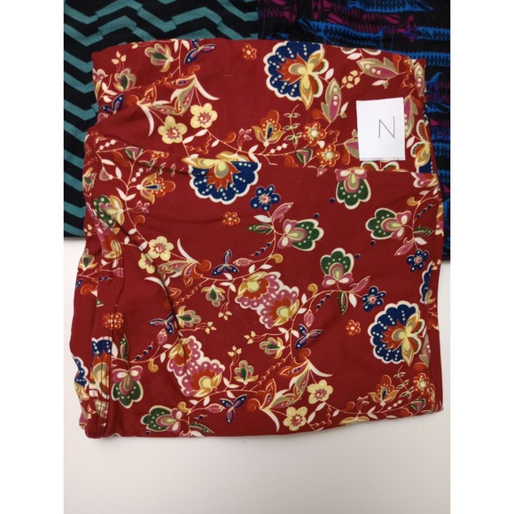 Lularoe Womens Strecthy Abstract Pattern Colorful Leggings Tall & Curvy Set Of 3 - Picture 3 of 5